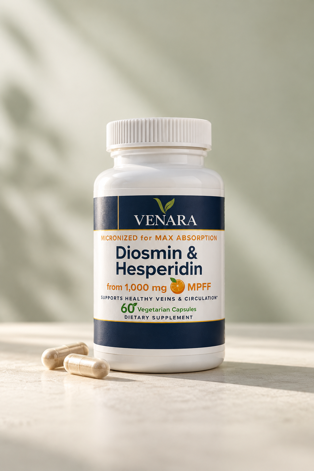 Venara Diosmin & Hesperidin bottle with capsules