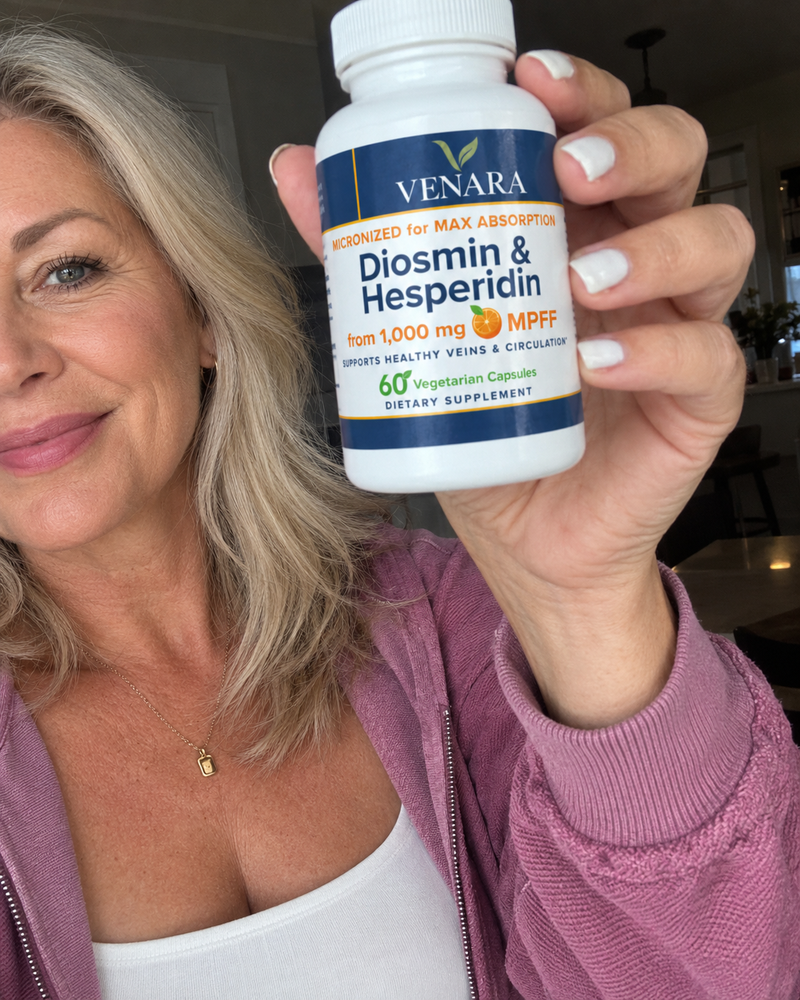 Person holding a bottle of Venara Diosmin & Hesperidin