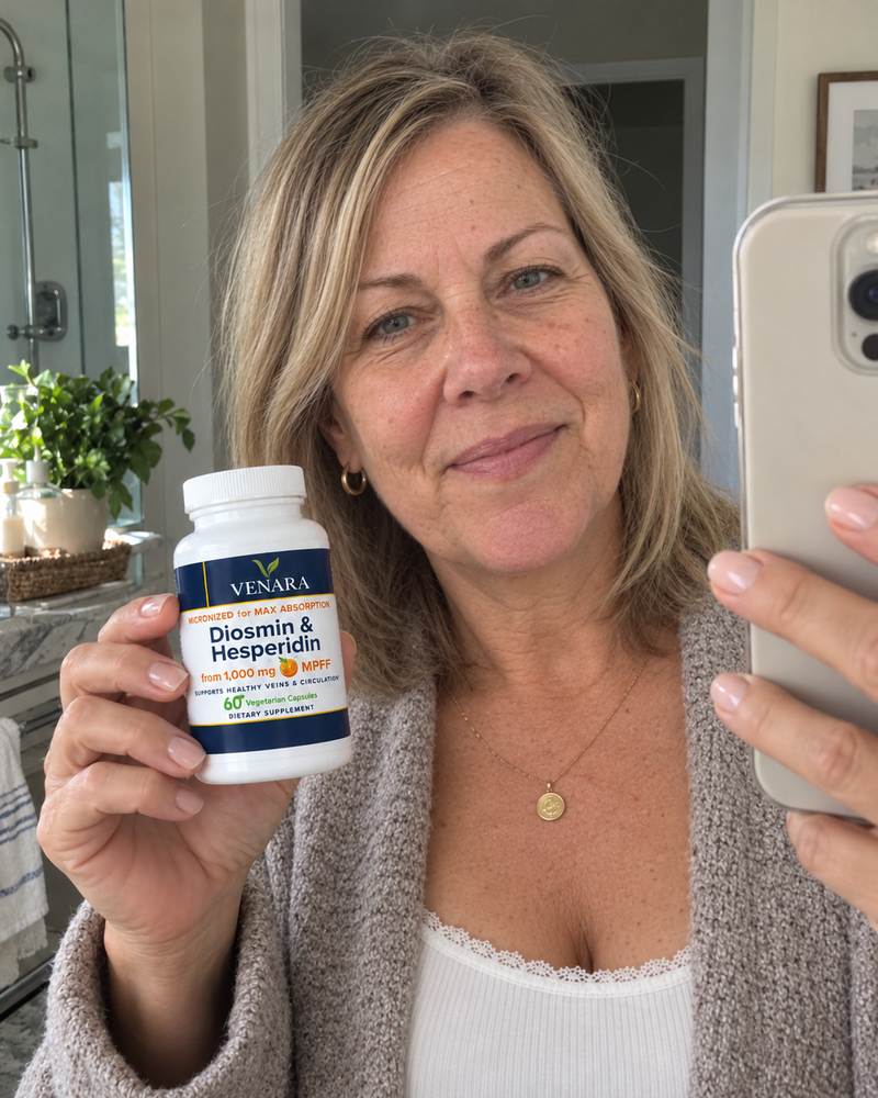 Person holding a bottle of Venara Diosmin & Hesperidin